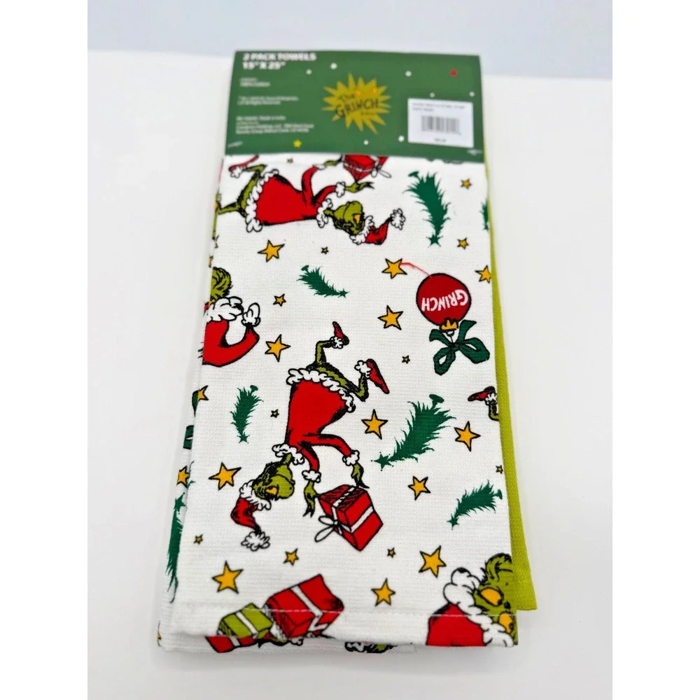 Dr. Seuss How The GRINCH Stole Christmas Novelty Kitchen 2 Piece Towel Set